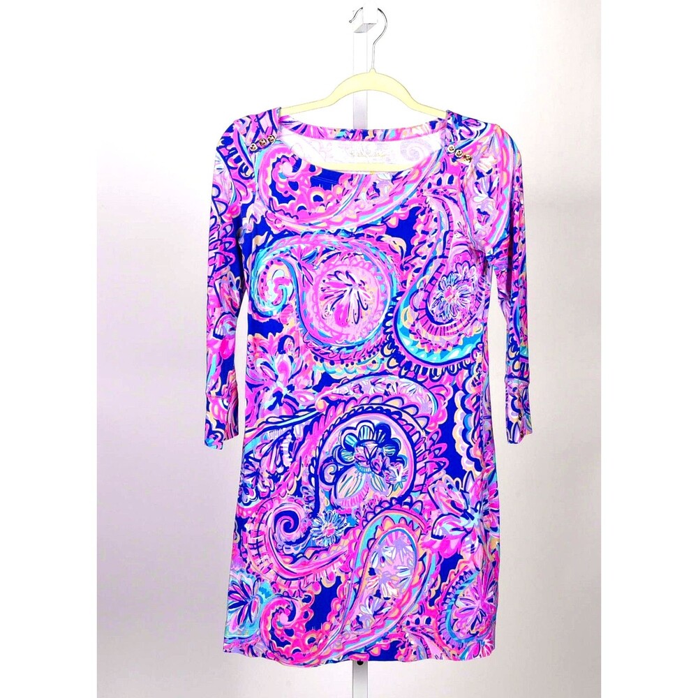 Lilly Pulitzer Colorful Coastal Preppy Shift Dress In Psychedelic Pink Size XS